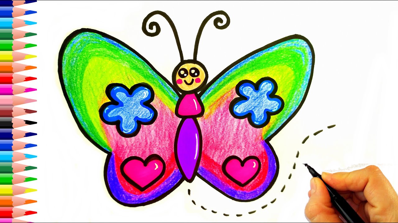 Rengarenk Kelebek Nasıl Çizilir? - How To Draw a Butterfly Colorful